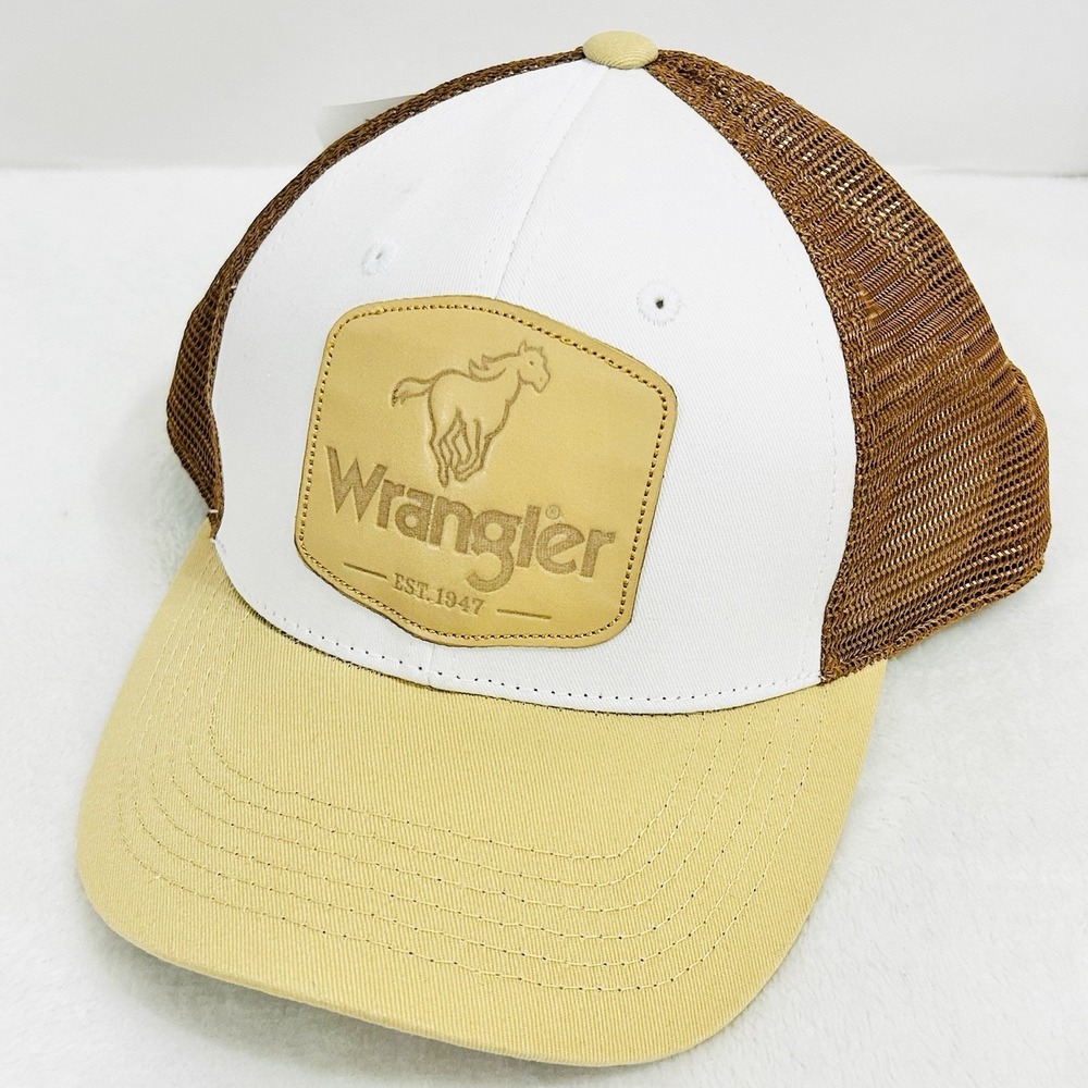 Wrangler Cowboy Horse Patch Trucker Hat Cap Snapback Adjustable Brown Outdoors